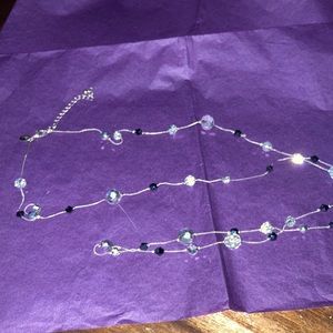 Lia Sophia Crystal and fine silver tone chain necklace